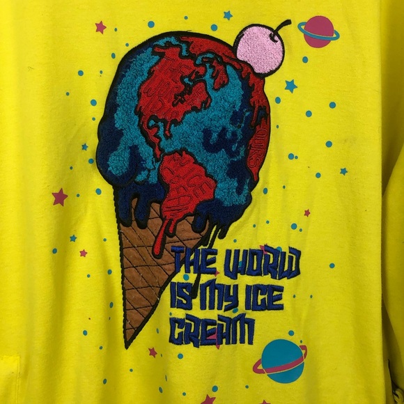 Civilized “The World Is My Ice Cream” Embroidered Yellow Sweater - Picture 2 of 7